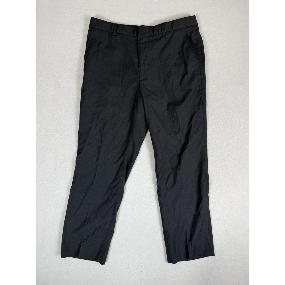 Awearness Kenneth Cole Mens Black Flat Front Dress Pants 34x26